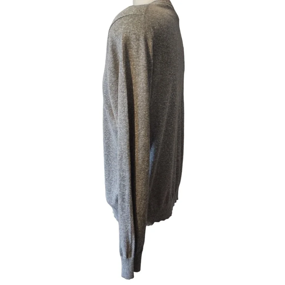 Banana Republic Sweater Men's L Silk Linen V-Neck Charcoal Gray Heather Classic